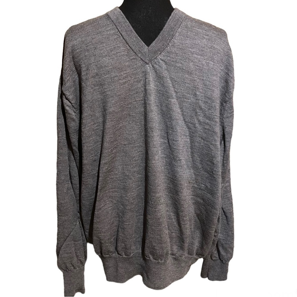 Orvis Merino Wool Gray V-Neck Sweater Men's XL